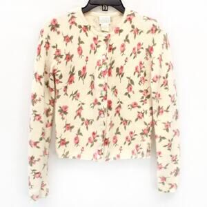 Moda International wool/angora Y2K vintage cardigan romantic rose sweater XS